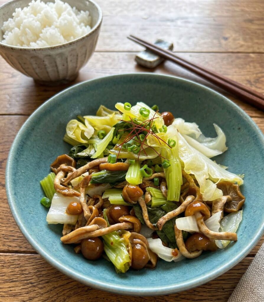蒸し野菜　キャベツ・なめたけ・小松菜・ネギ