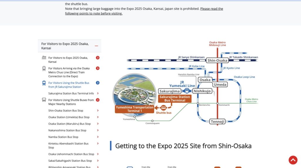 EXPO 2025 Transportation Information　より