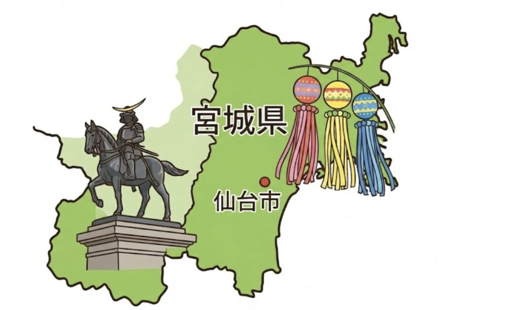 宮城県のイラスト地図