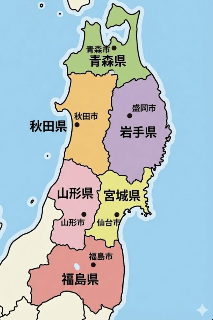 東北地方６県のイラスト地図