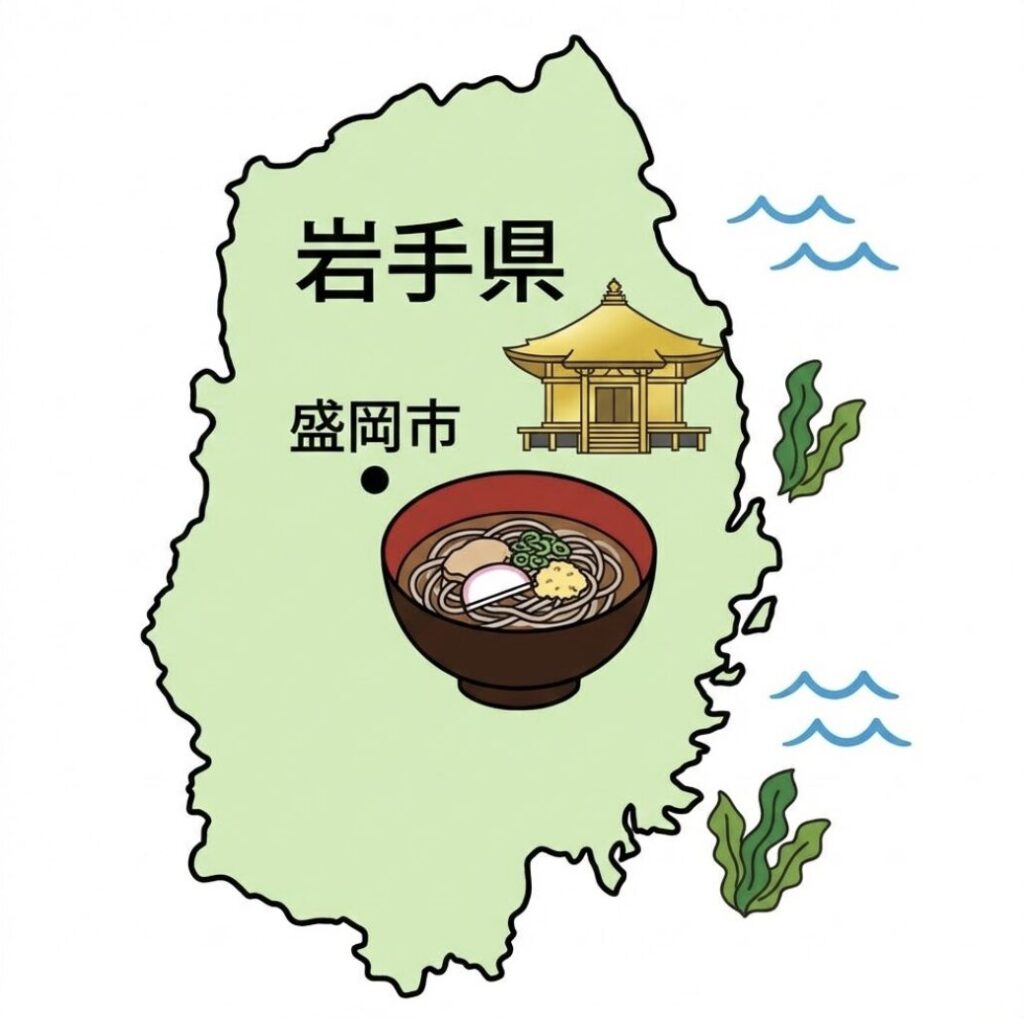 岩手県のイラスト地図