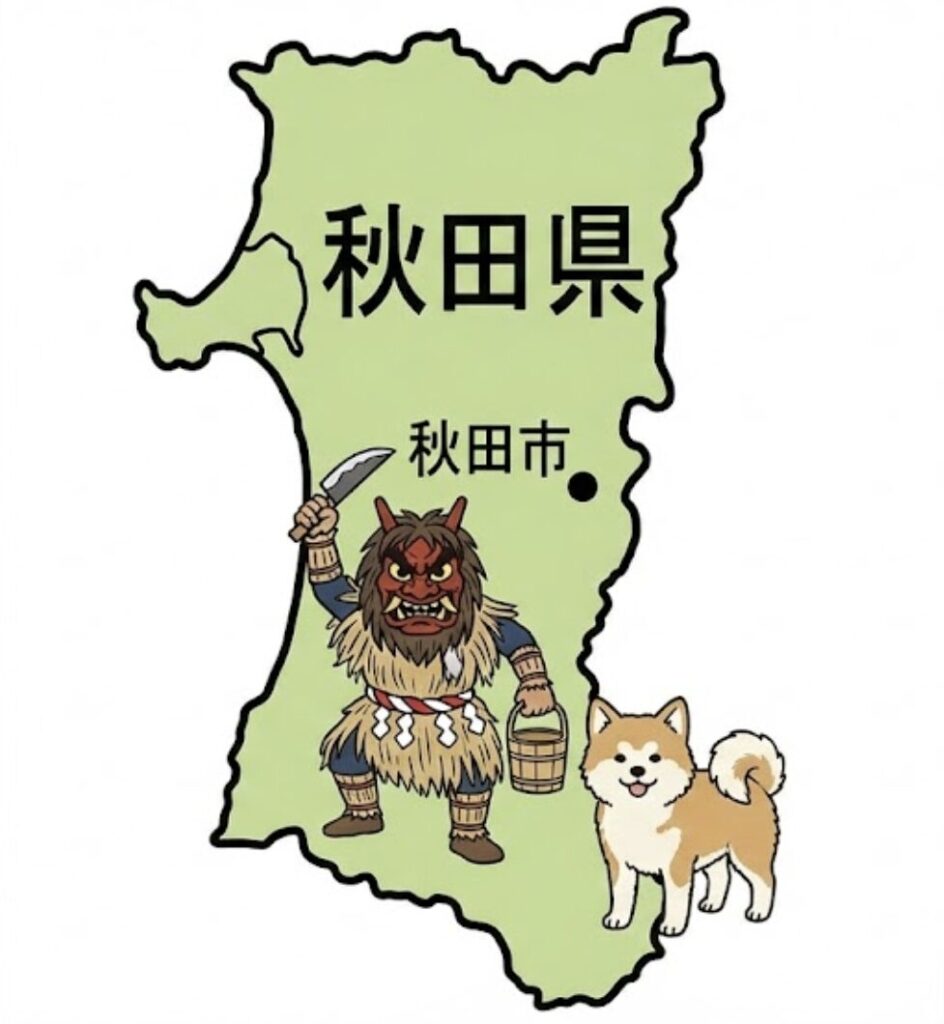 秋田県のイラスト地図