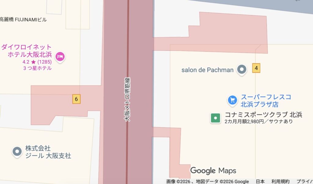 スーパーの位置の地図。拡大縮小すると消えます。