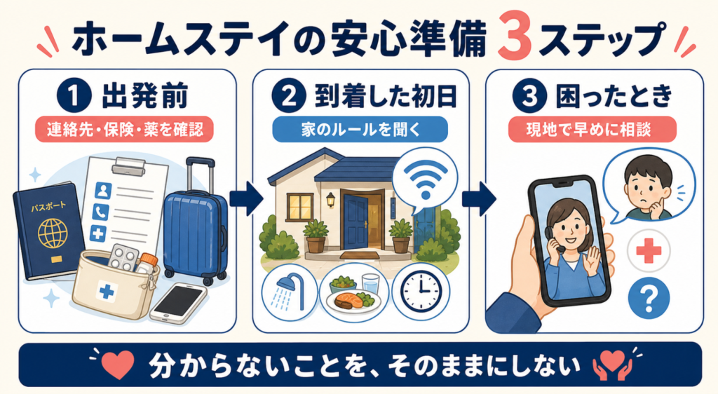 海外ホームステイで出発前・到着初日・困ったときに行う3ステップ